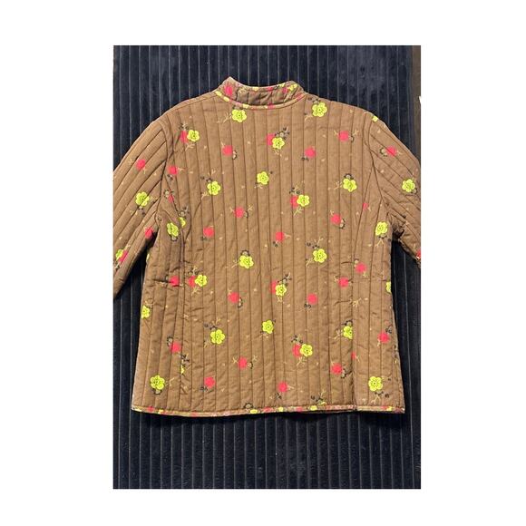 Hearts of Palm Jacket Size 14 Brown Quilted Mandarin Collar Floral Cabincore - Picture 2 of 4